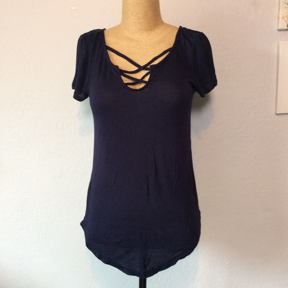 Splash Navy Blue Cage Neck, Size M